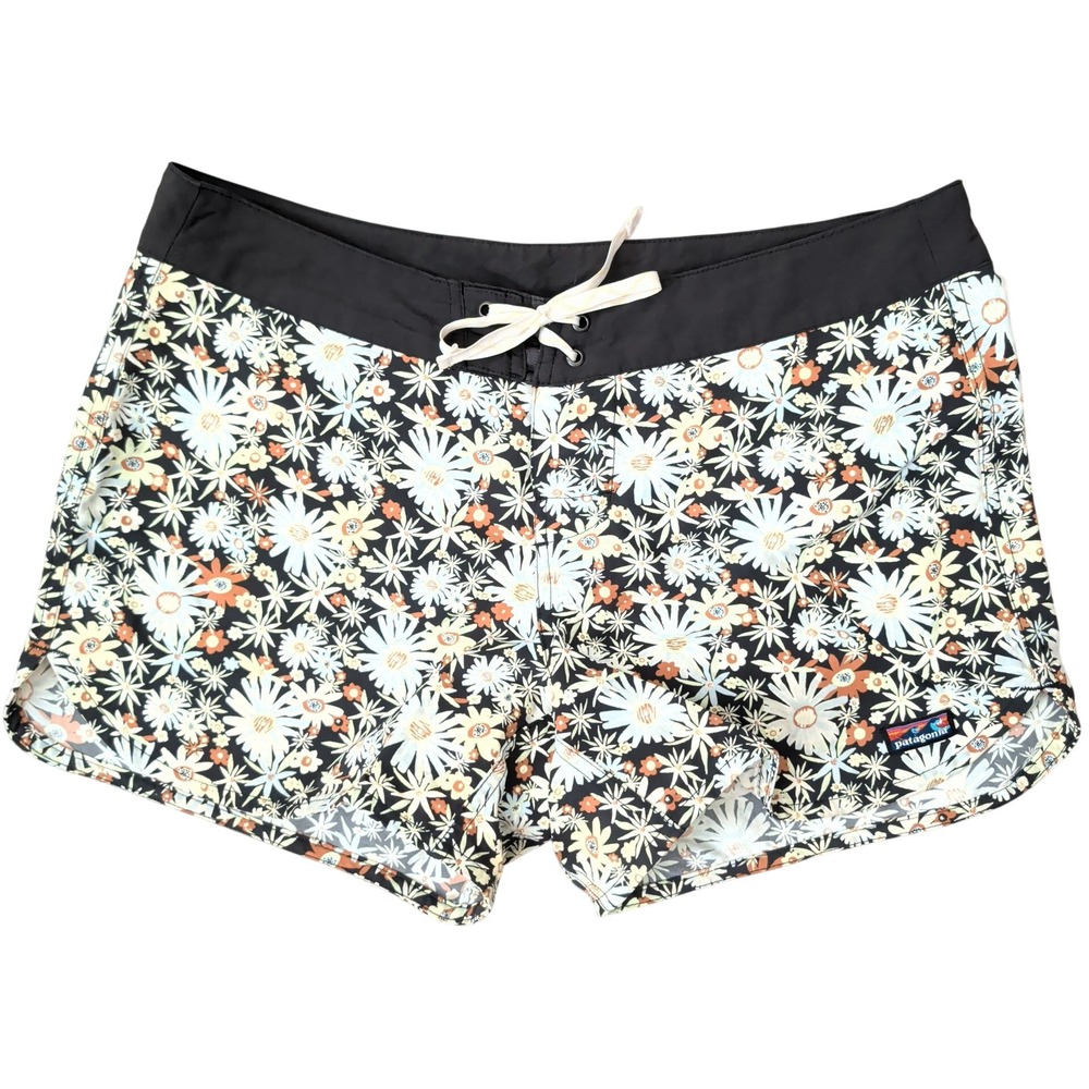 Patagonia Barely Baggies Floral Daisy Board Shorts Black Swimming Womens 10